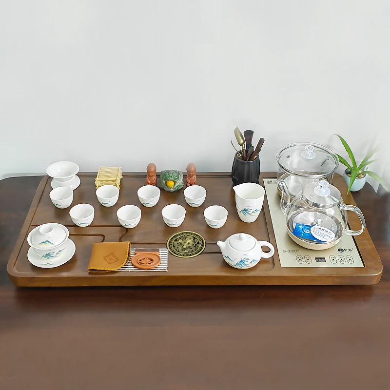 茶具套装全自动烧水一体高端家用实木茶台整套办公室茶盘桌面专用