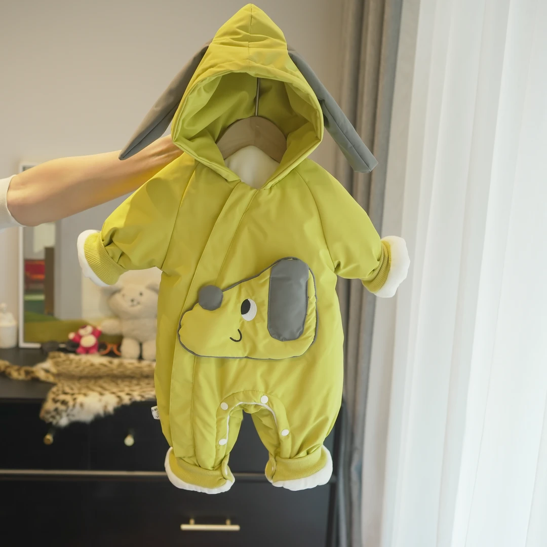 幼儿婴儿秋冬款宝宝加绒保暖连体衣新生儿哈衣抱服冬季爬服婴童