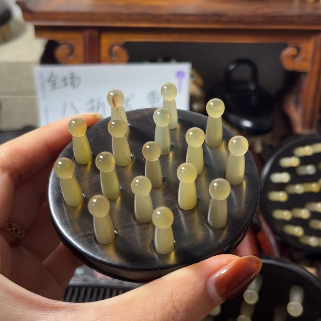紫光檀羊角按摩梳16齿