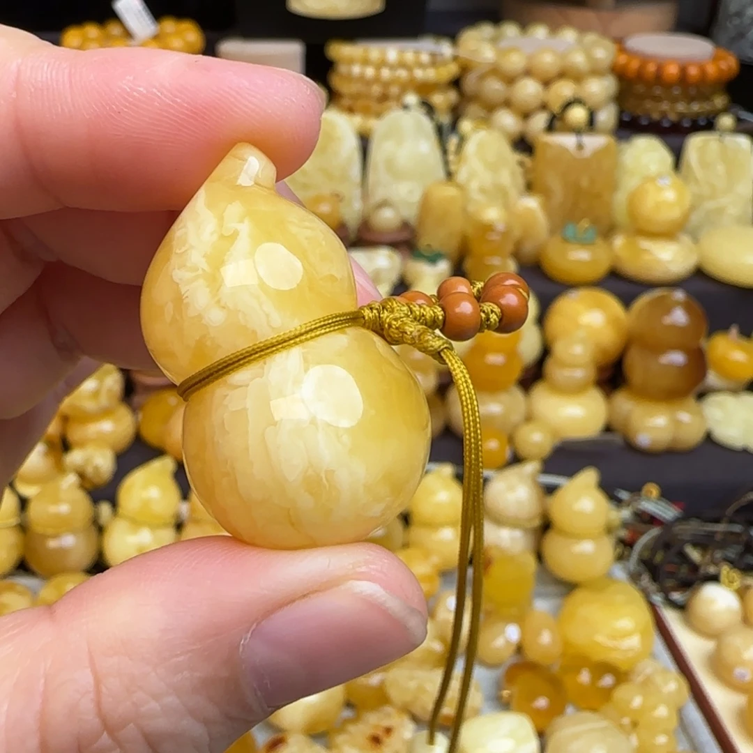 7***宝琥珀未镶嵌吊坠(不含链)蜜蜡葫芦吊坠