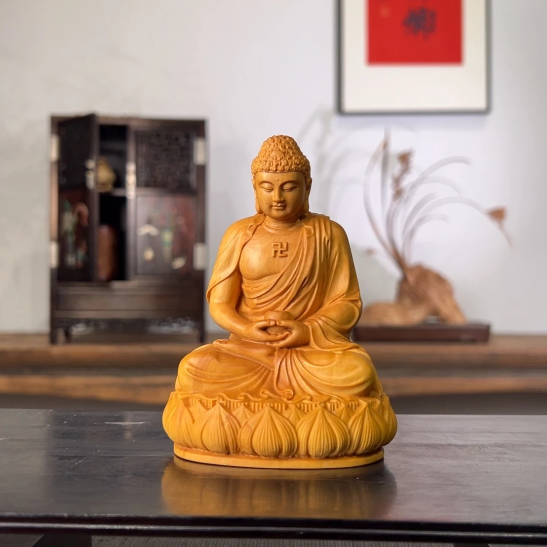 木黄杨木如来坐像摆件