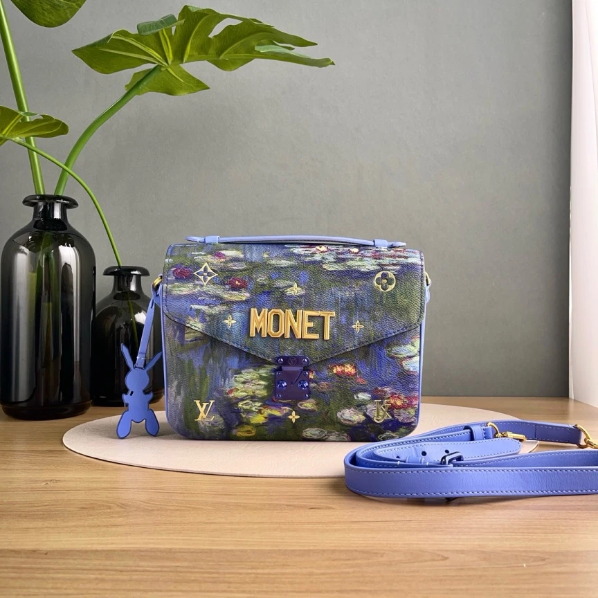 95新 LouisVuitton/路易威登 大师系列Monet邮差/单肩包/7914