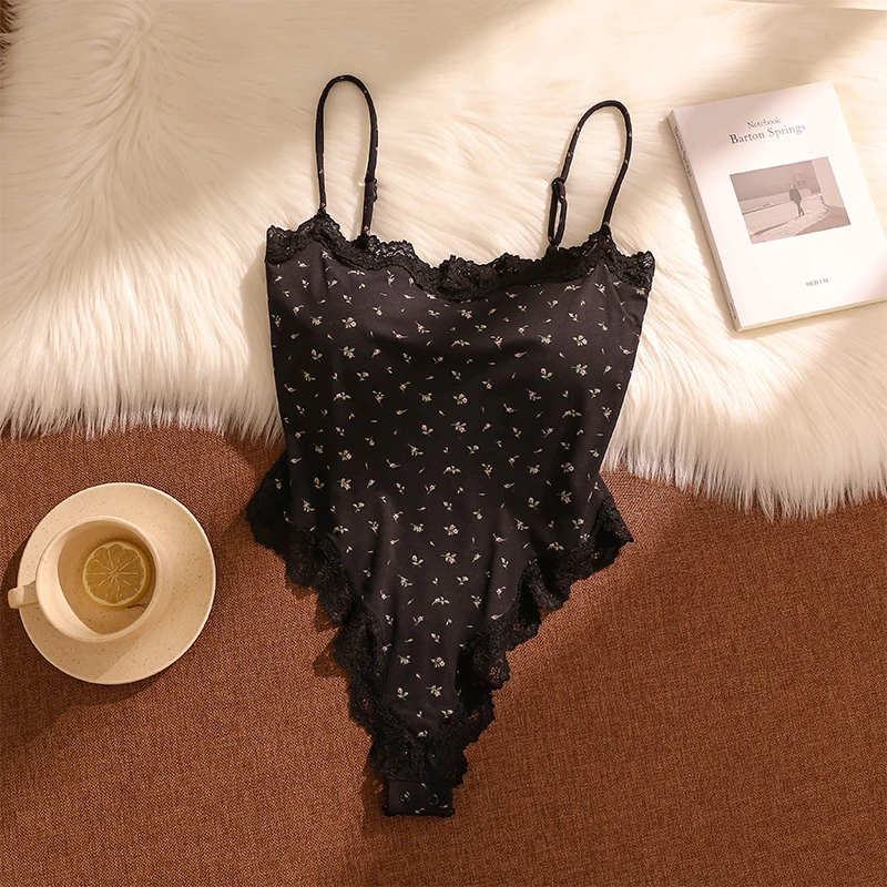 美式辣妹碎花连体吊带背心女内搭轻奢高级感收腰显瘦无袖打底上衣