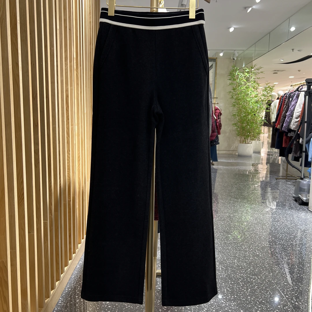 声雨竹7R170秋冬加厚高腰垂感直筒休闲女裤宽腿裤肥腿裤舒适保暖