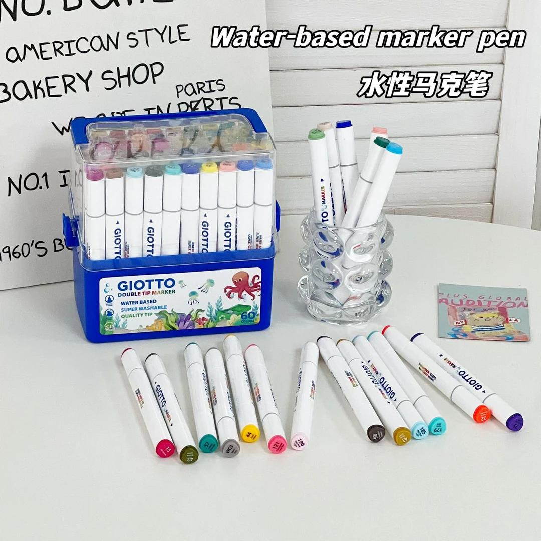60色 包装盒运输途中有可能会裂开 60色水性马克笔 水彩笔