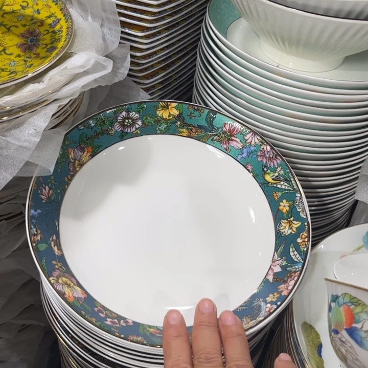 瓷片仙踪八寸深盘四个微瑕