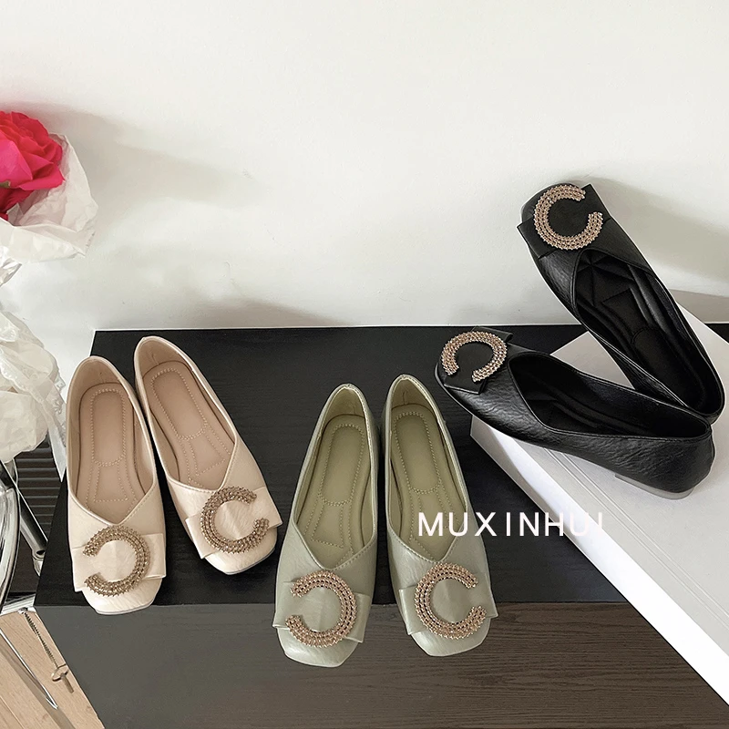 【品牌】平底鞋女单鞋浅口软底水钻瓢鞋鞋子豆豆鞋春秋国潮8507