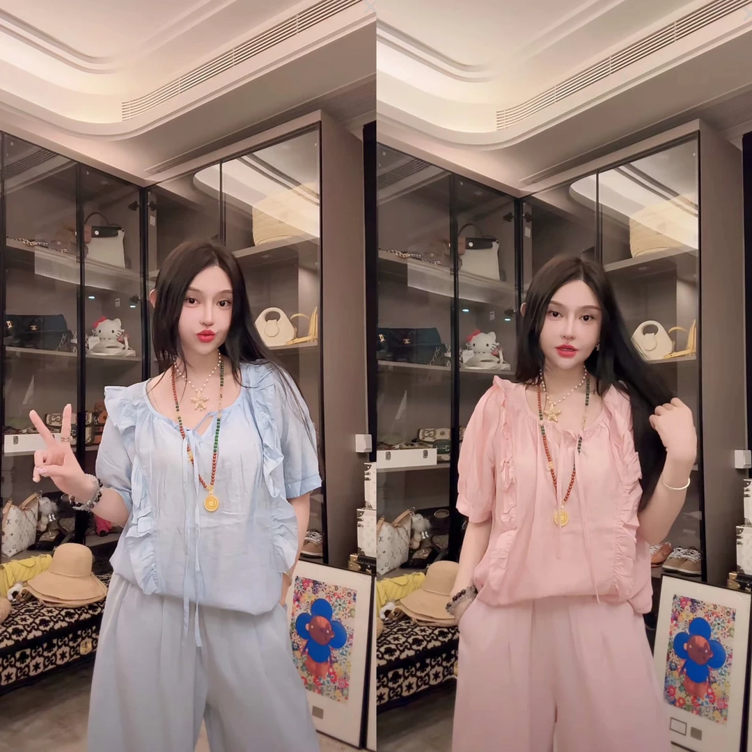 姗蔓高端定制/005时尚木耳边设计收腰显瘦衬衫