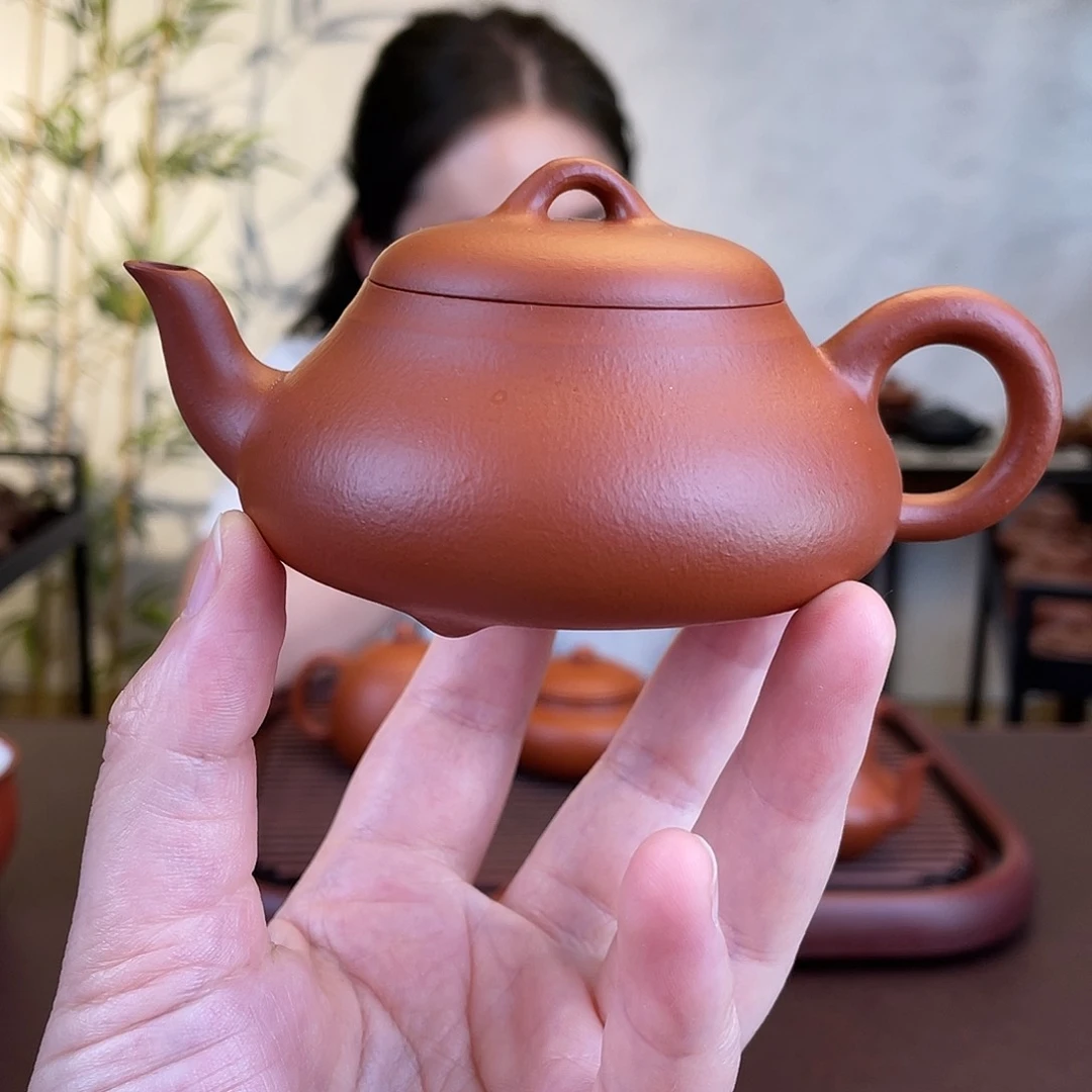 茶壶紫砂全手工朱泥汉唐石瓢125cc