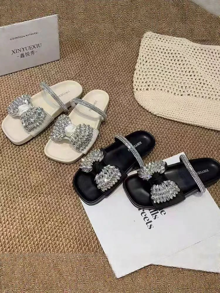 1-（赠送90天超长质保）时尚休闲百搭满钻一字拖 F01