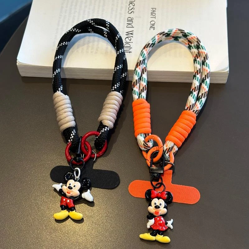 个性卡通米奇米妮手机壳挂绳手腕挂件书包钥匙扣电话套百搭编织带