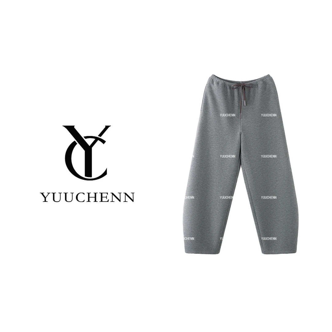 YUUCHENN“奶油直筒”绵羊毛松紧腰女士卫裤长裤冬季松紧带CD2A2083