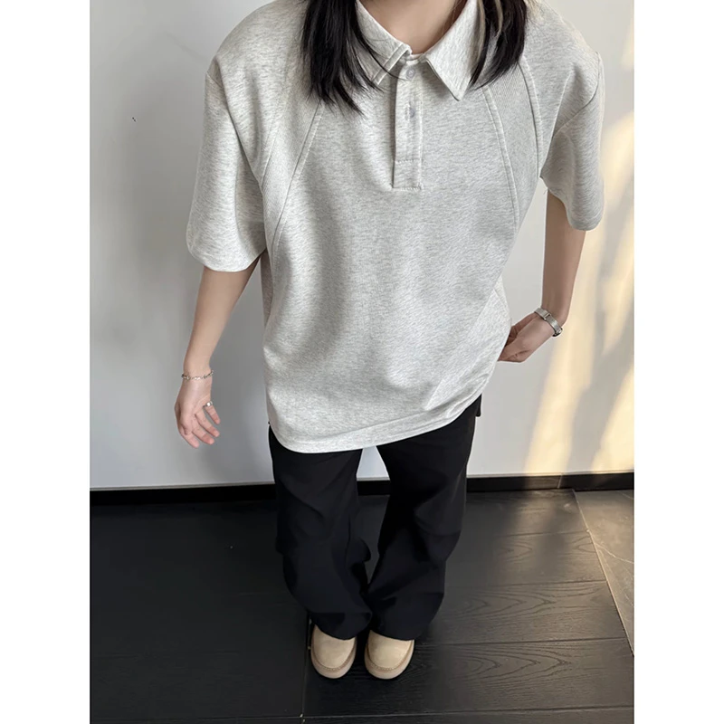 潮流POLO衫重磅修身显瘦美式高街休闲Boxy版型空气棉宽松透气T恤