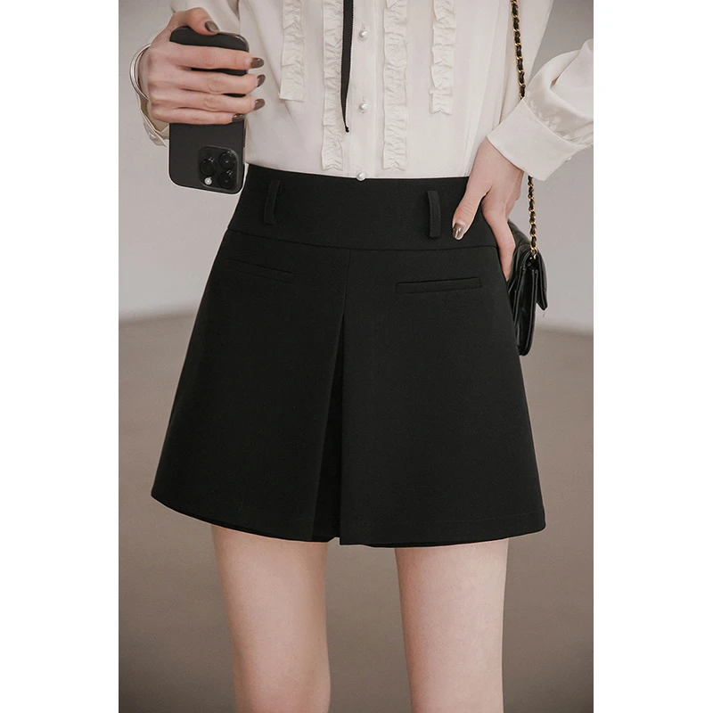 小谷粒长腿短裤休闲运动阔腿裤女春夏季新款设计感A字裤子短裙