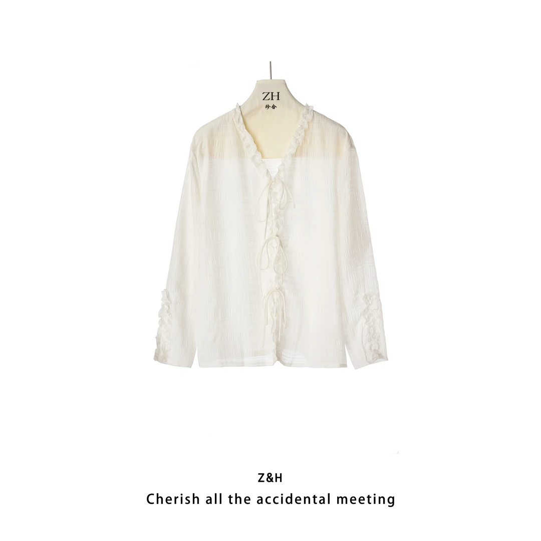 ZH【孤帆】夏季新款女士时尚小众衬衫减龄上衣百搭衬衣
