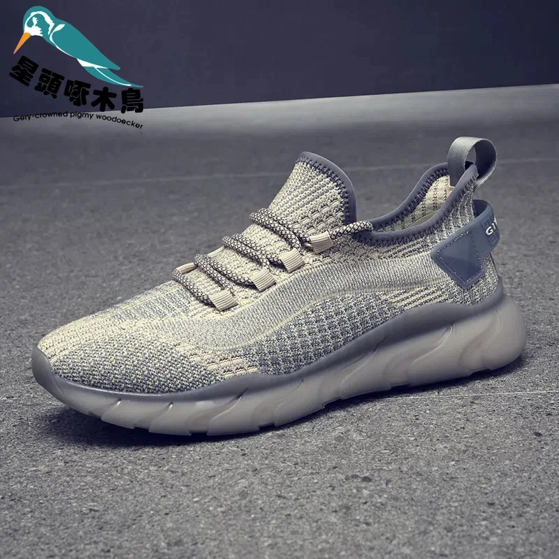 星头啄木鸟男鞋夏季新款时尚休闲百搭软底透气飞织跑步鞋椰子鞋潮