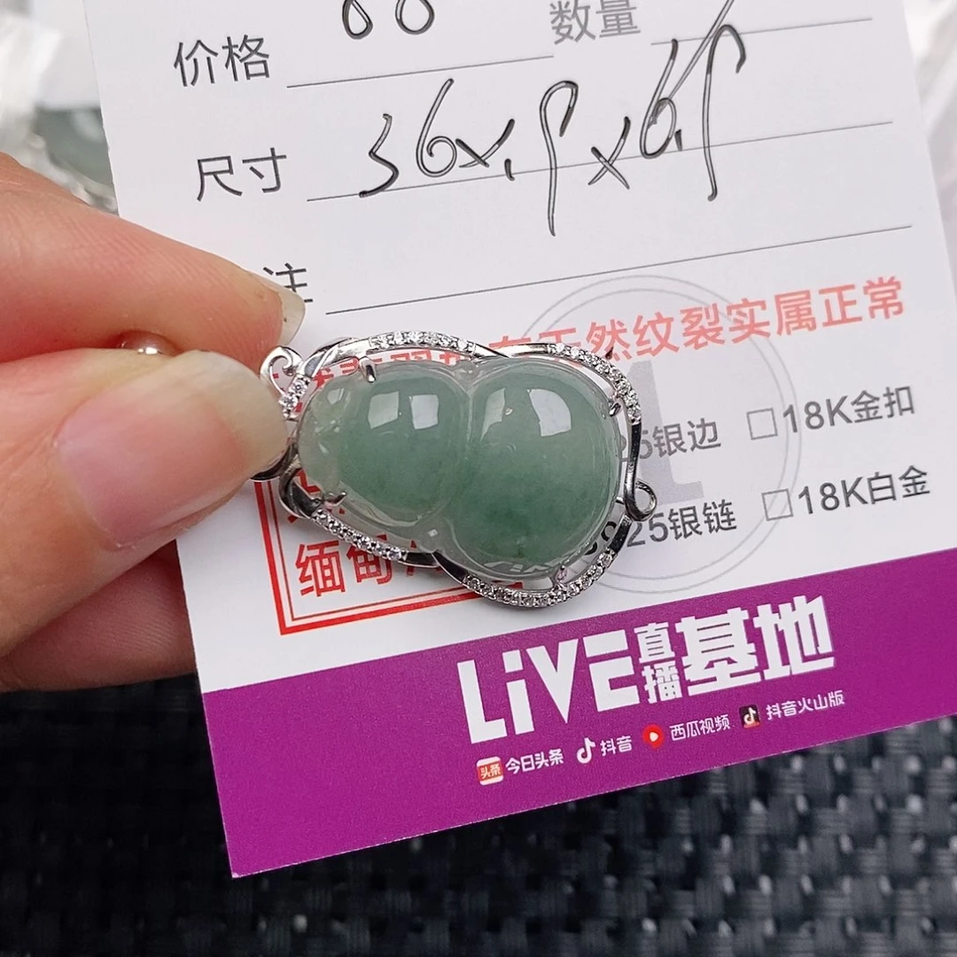 颈饰银S925镶嵌翡翠沁*