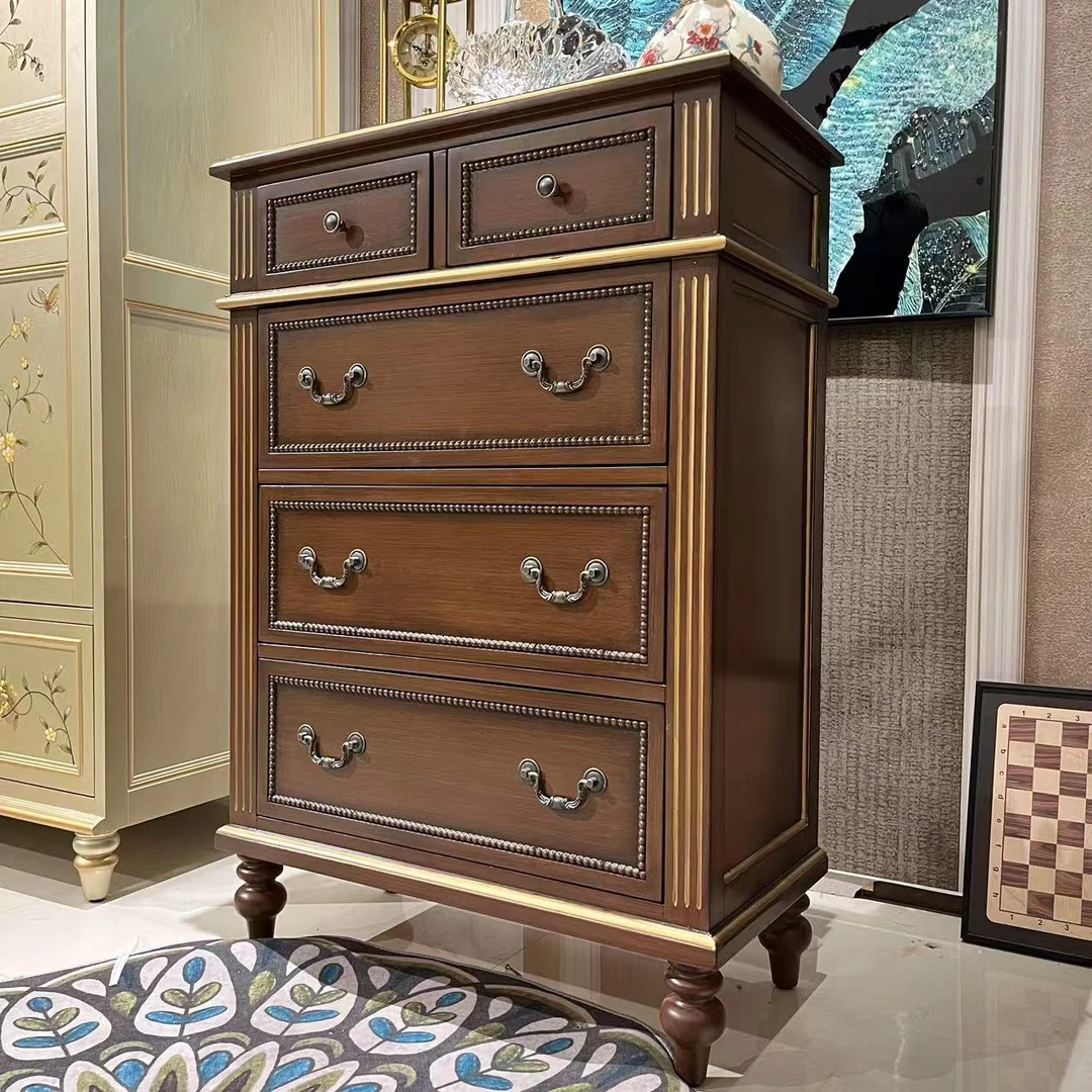 【喜悦家具】GH胡桃色珍珠纹五斗柜 80*40*115