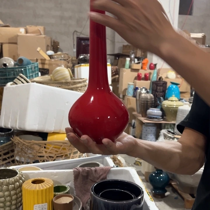 陶瓷花瓶摆件外贸出口（微瑕）高30口2公分划痕