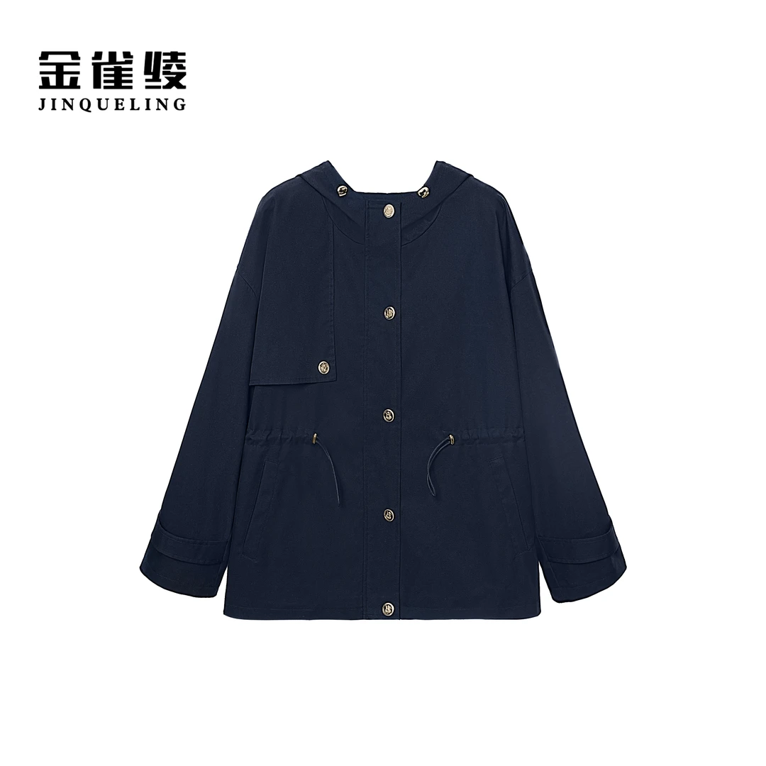 金雀绫【英伦风情】英伦风设计师款抽绳收腰加宽加大风衣SZA3TW647