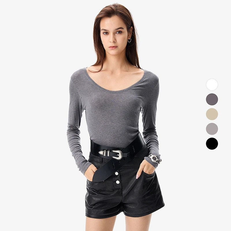 IRO Night 纯色针织打底衫大U领莱赛尔混纺绵羊毛多色25秋冬新款