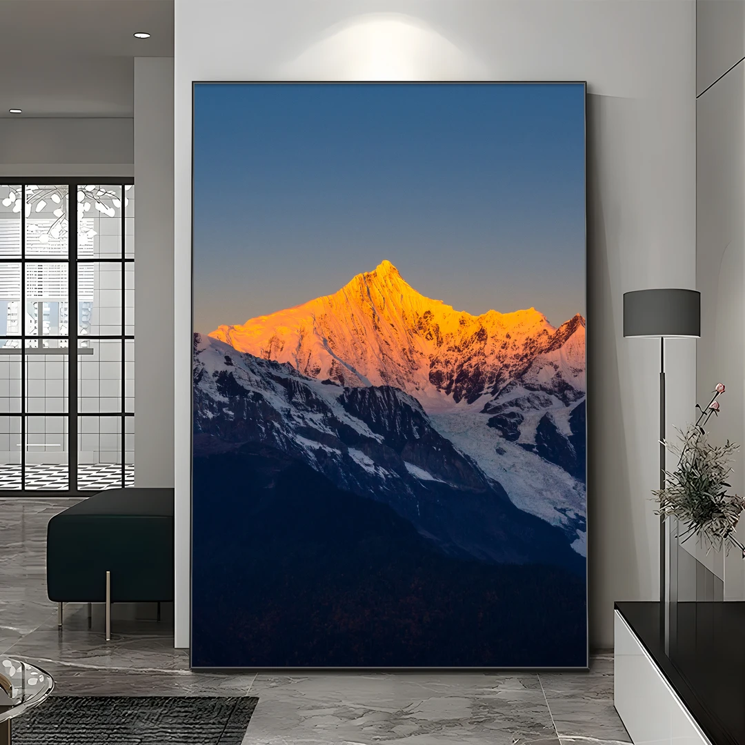 日照金山玄关装饰画客厅背景墙落地壁画高级感靠山图办公室挂画