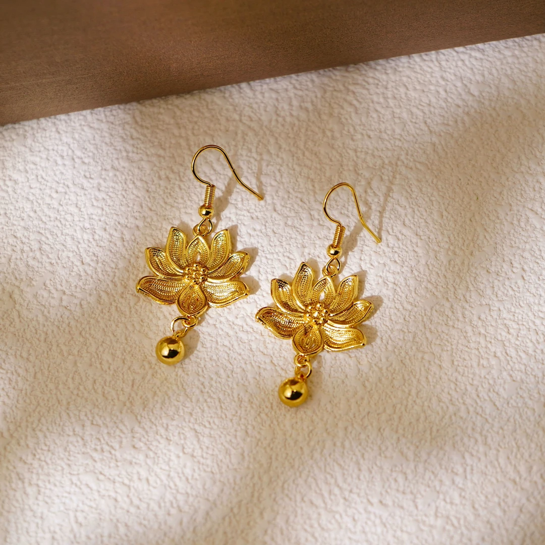 【现货现发】古法花丝两世欢莲耳环ZD0414