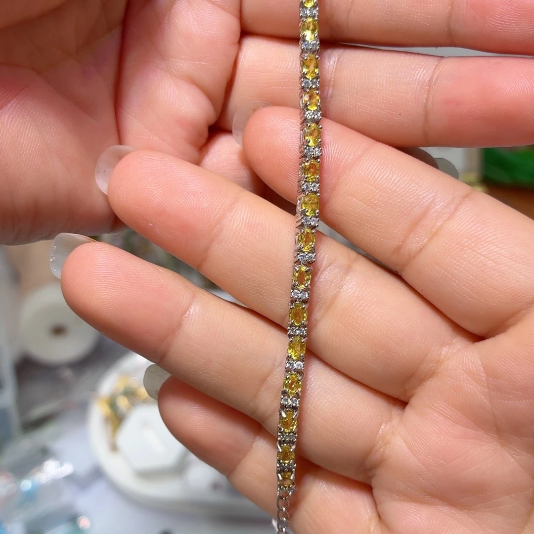 B***~手链彩色蓝宝石银S925镶嵌