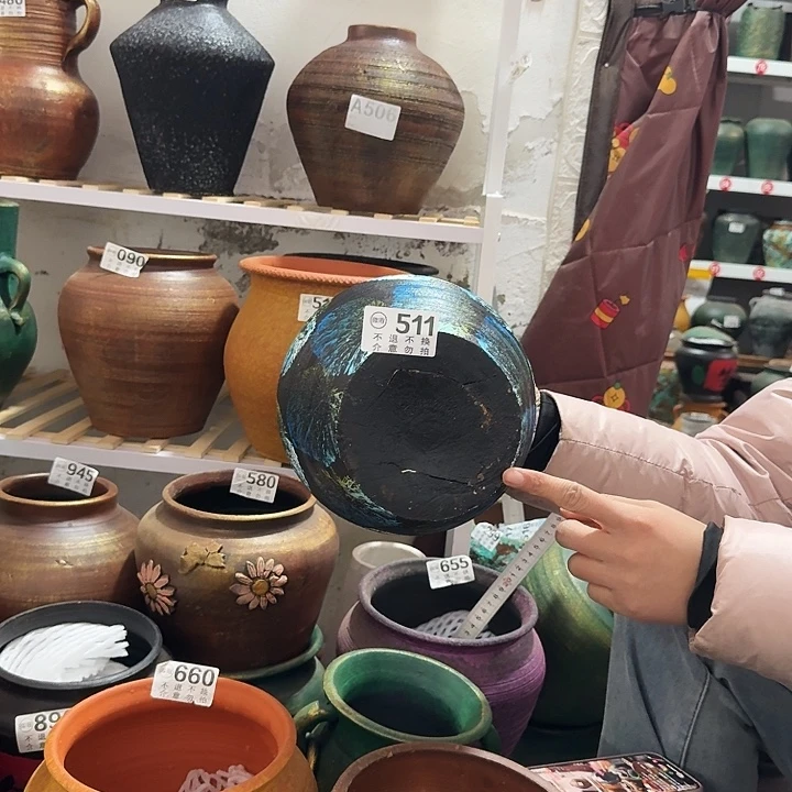 瑕疵彩绘坛子511高度20口径15