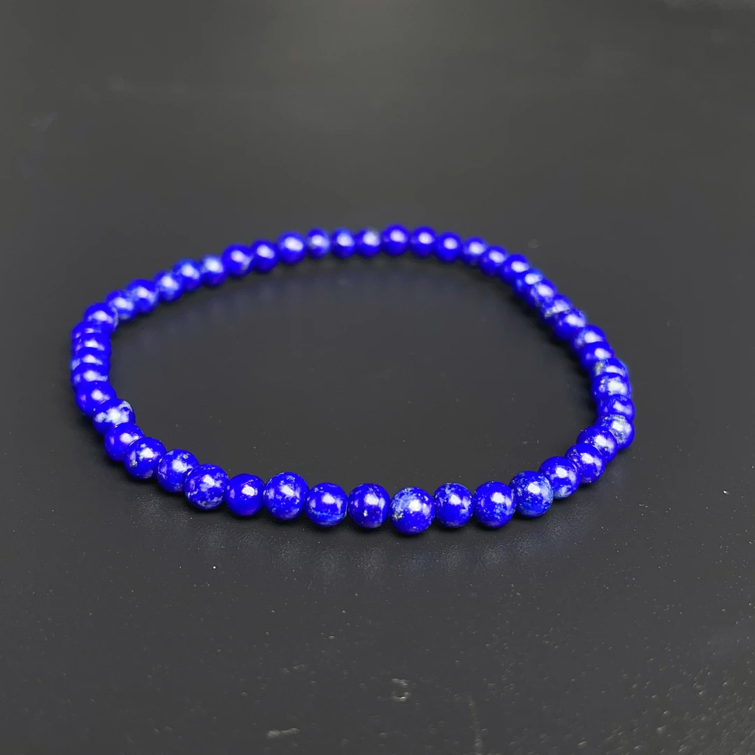 【千业珠宝】Y8916 天然青金石圆珠 小米珠手串 约4mm （一条装）单圈