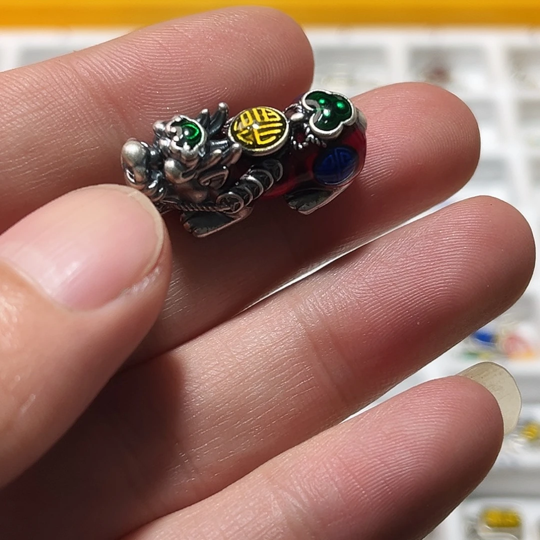 吊坠足银珐琅皮休