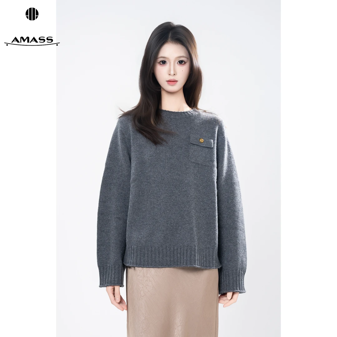 AMASS/阿玛施【双11好物】秋冬新款时尚简约百搭圆领毛针织衫538081