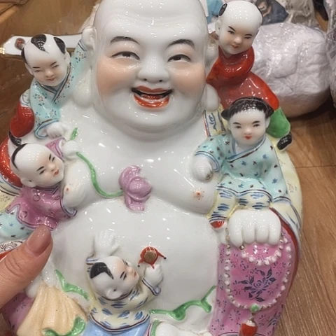 景德镇粉彩雕塑五子佛