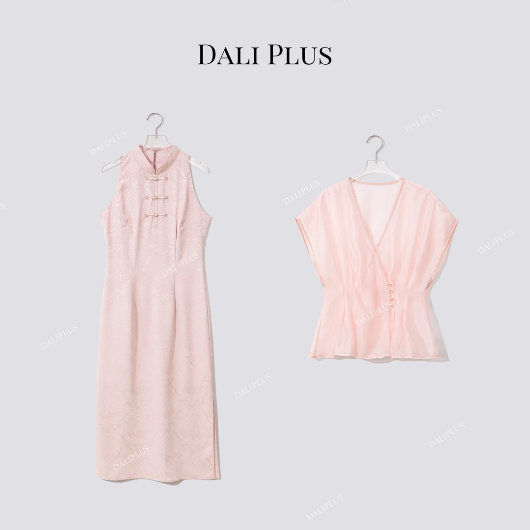 DALI PLUS国风重工新中式恋夏风暗纹高级感两件套连衣裙-D5HX0007