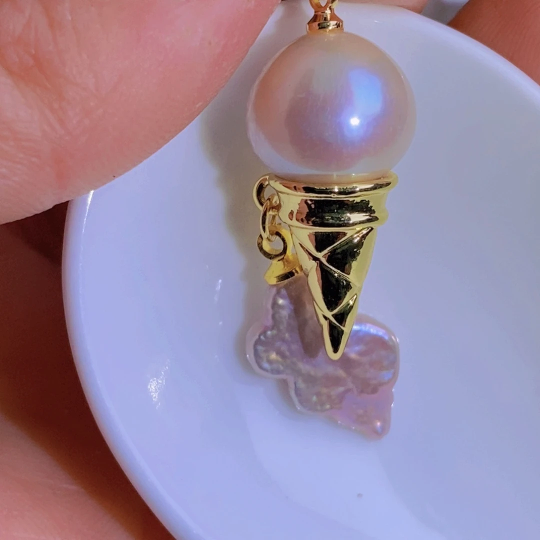 银S925镶嵌天然淡水珍珠淡水珍珠