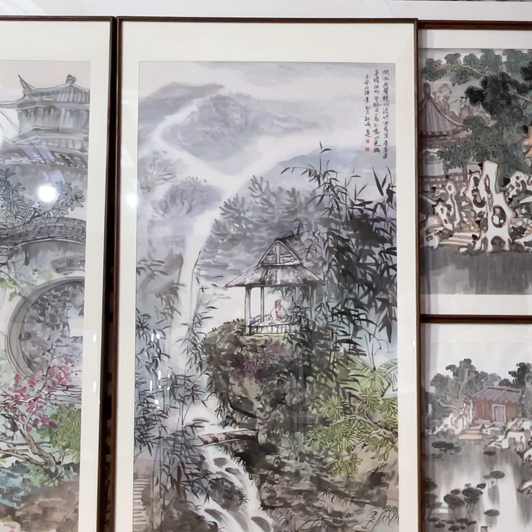 国画手绘画作品带框80/160