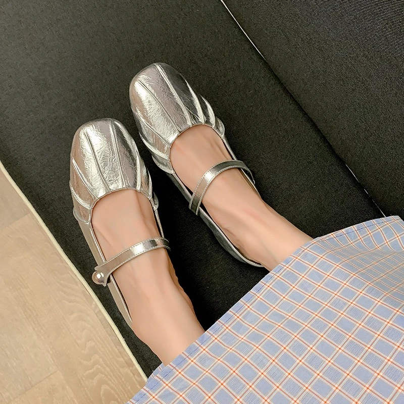 妈studiolee气质单鞋平底百搭一字带浅口鞋子女款爆款2025新款