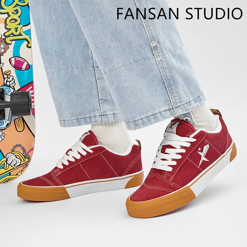 FANSAN 拙刻中国红低邦男女款面包蓬蓬鞋休闲滑板鞋硫化青春潮流