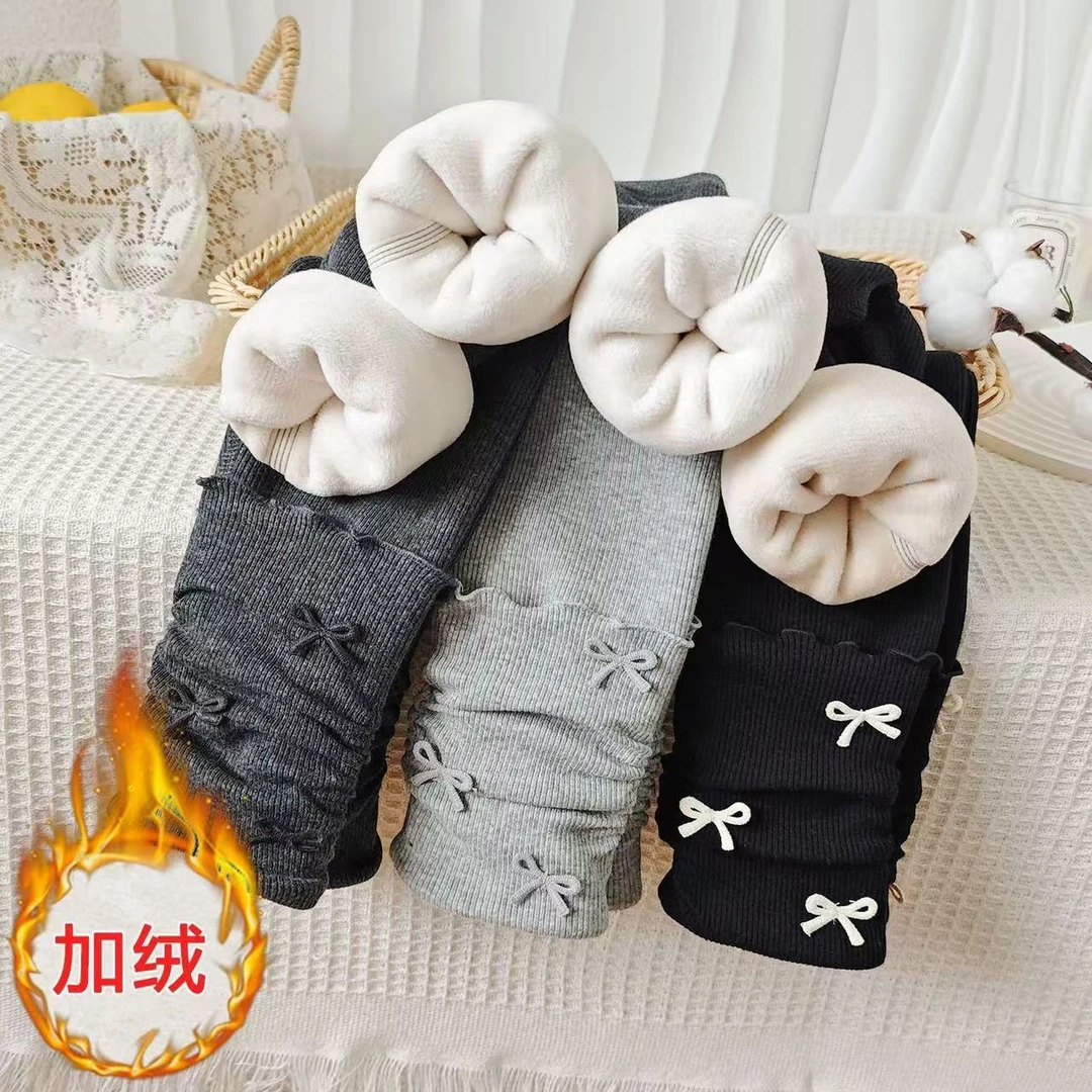 女童无骨打底裤冬季儿童加绒加厚堆堆裤子女宝宝外穿一体绒保暖裤