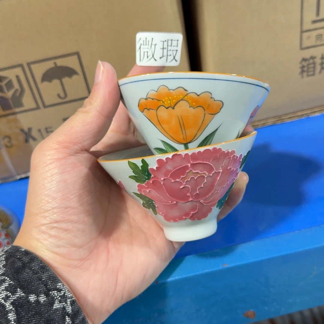 釉下手绘茶具微瑕