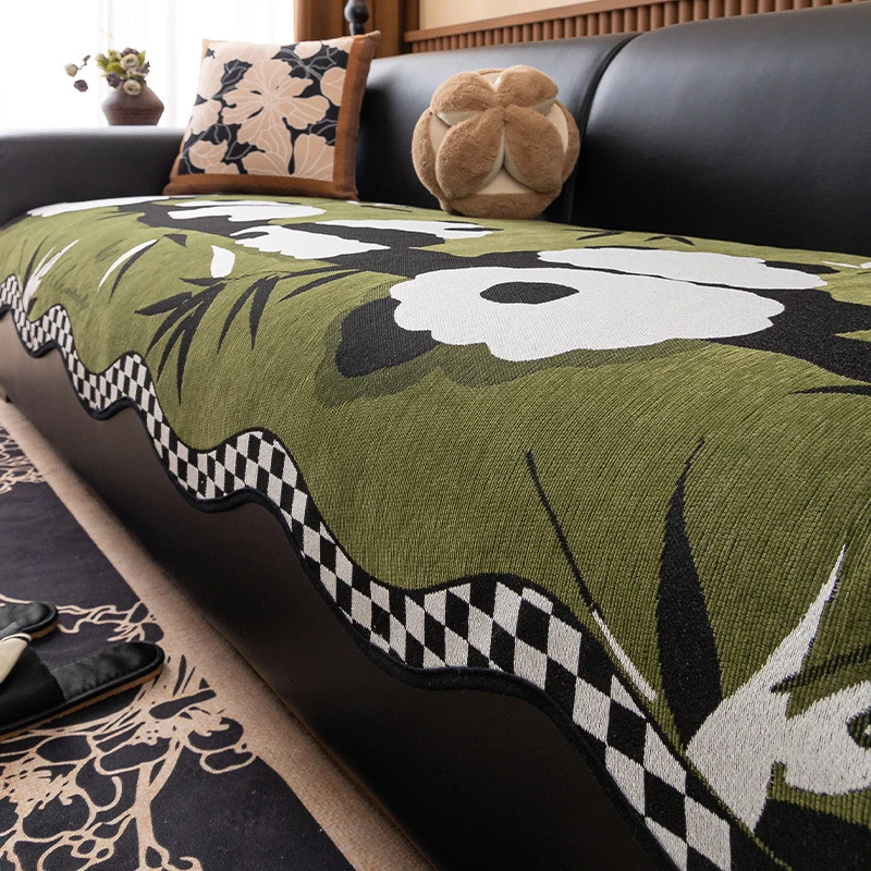 2025新款四季通用沙发坐垫固定防滑沙发盖布高级感卡通异形沙发垫