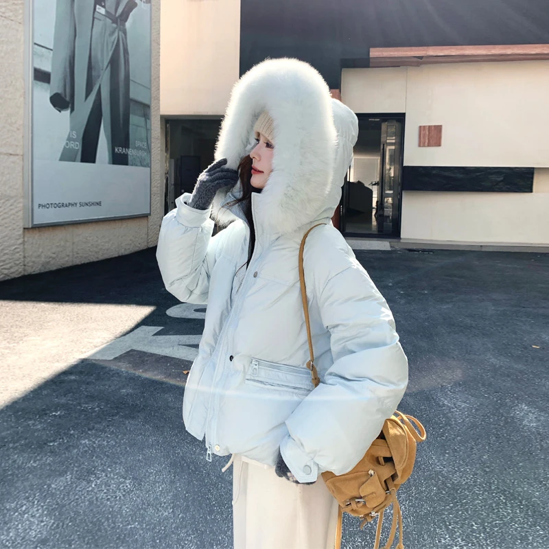 纯色保暖温柔风羽绒服2025女装百搭冬季新款韩系穿搭ins风面包服