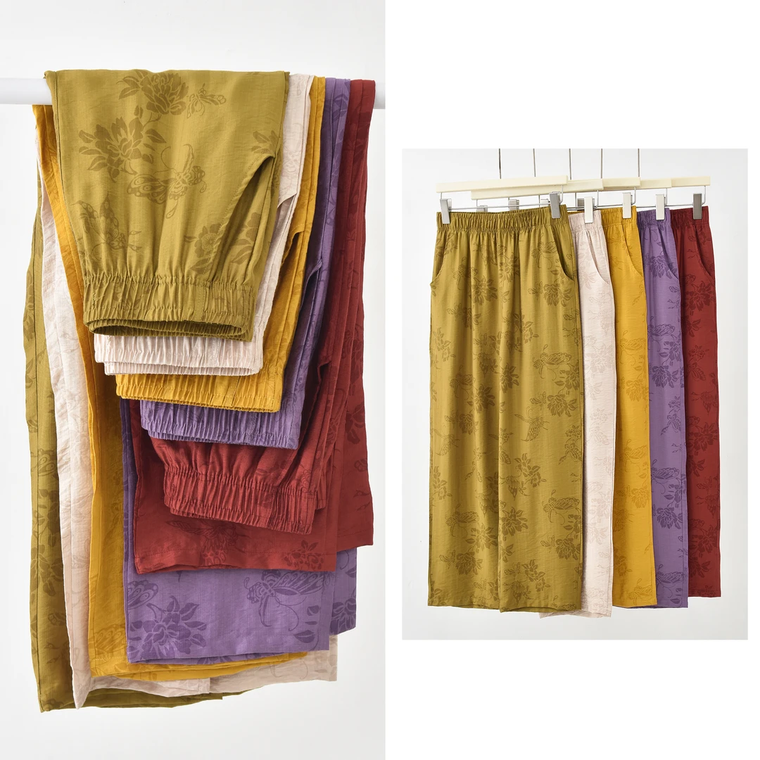 【麻感绵绸】透气垂感好出汗不沾身窄版直筒裤裤子女