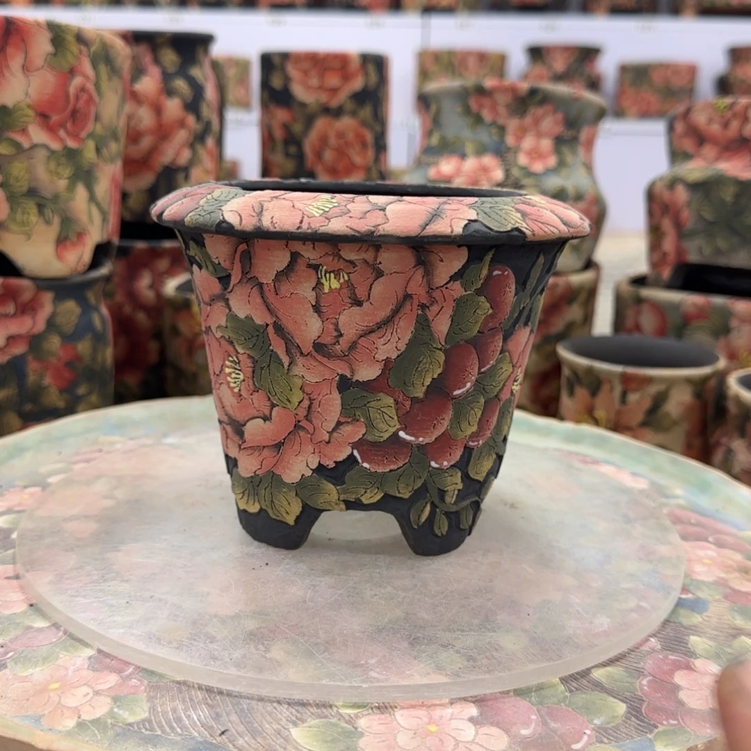 花盆紫砂精品多肉手绘花盆