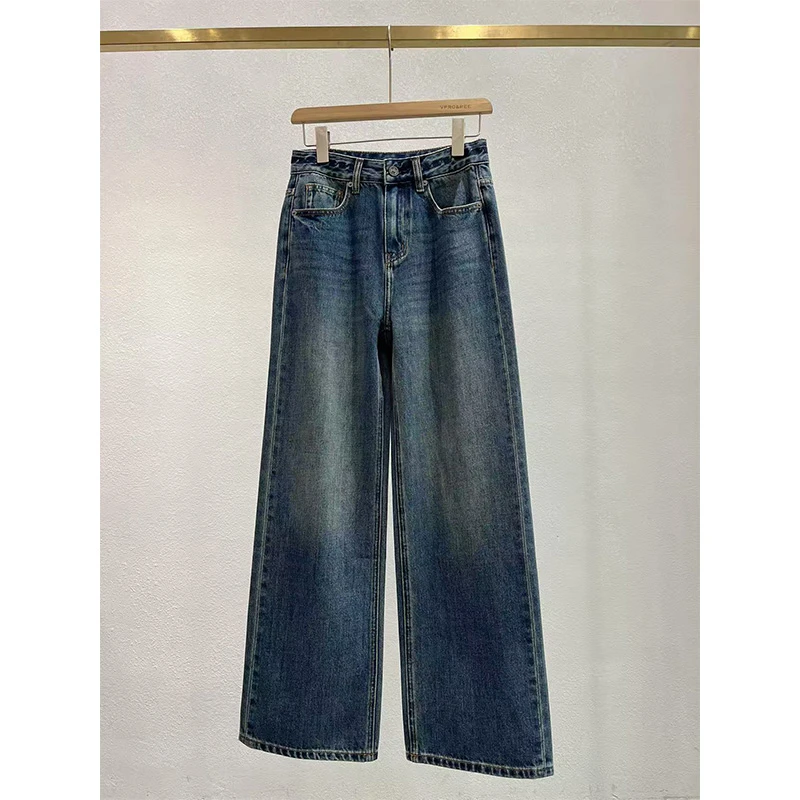 刺绣腰头直筒牛仔长裤1776