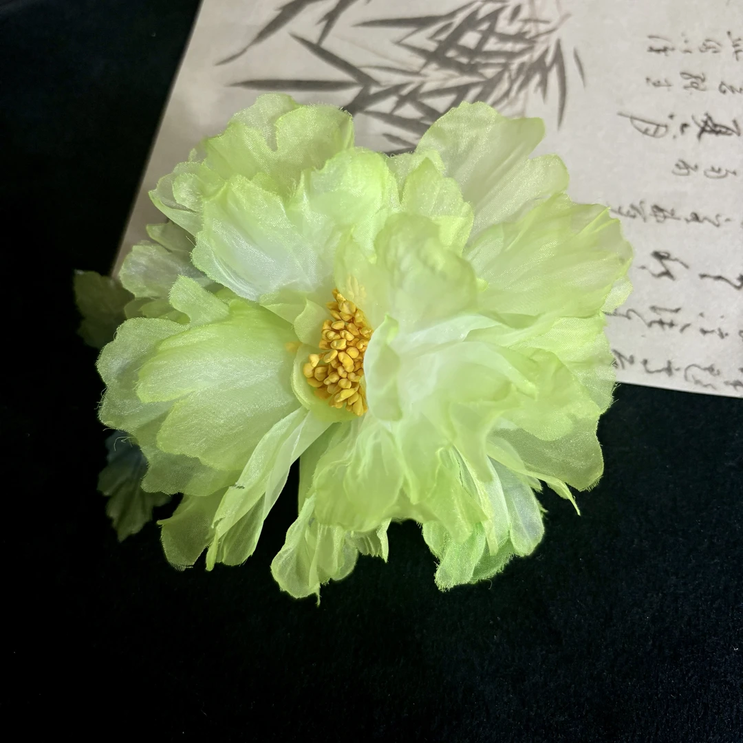 【云鬓花颜阁烫花发夹】绿绮碧萝爆款汉服新中式手工古风夹发饰B224