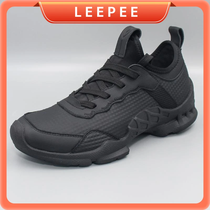 男士健步鞋2024秋季新款头层牛皮百搭户外休闲纯黑舒适耐磨男鞋子