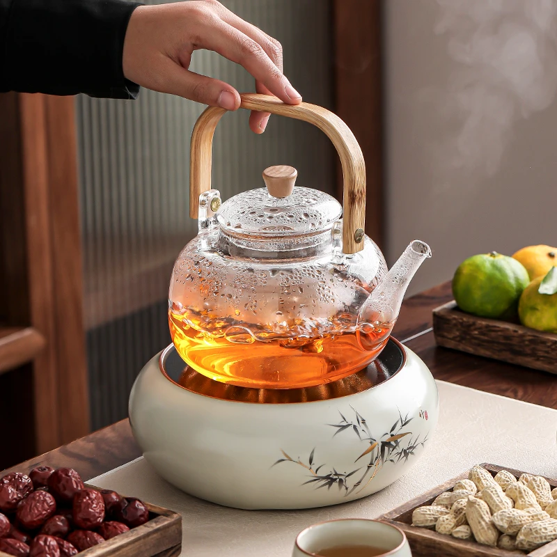 汝窑富竹电陶炉煮茶壶煮茶器家用加厚玻璃耐高温烧水壶泡茶煮茶炉