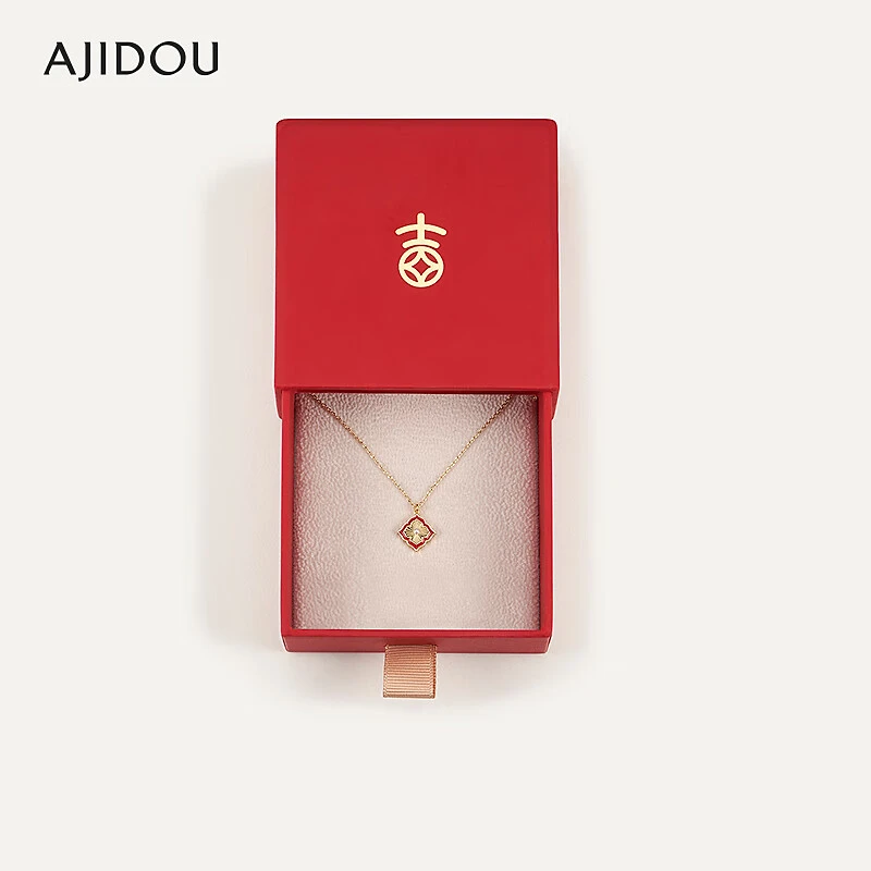 合金仿珍珠项链 AJIDOU阿吉豆柿蒂纹系列时尚项链红色