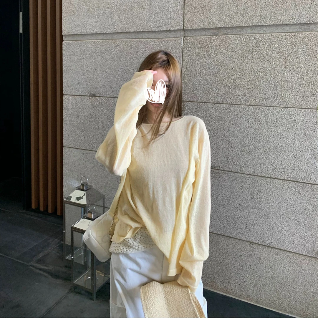 夏日呼吸感一衣多穿防晒衫长袖薄款慵懒风高级新款上衣A3702